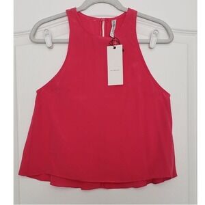 Revolve Bec & Bridge‎ 100% Silk Hot Pink High Neck Tank Size 2 Beachy Valentines